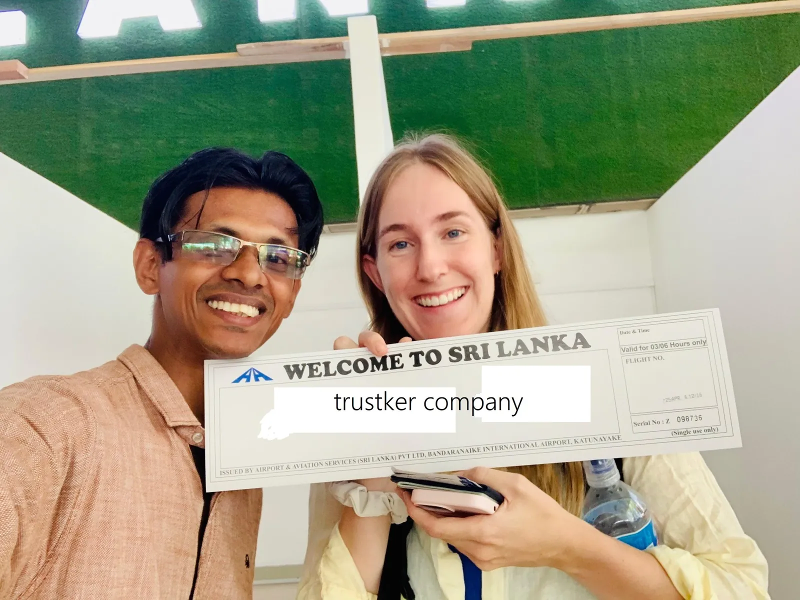 Airport meet-and-greet at CMB with welcome board