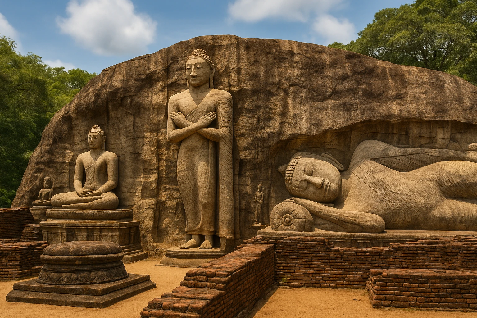 Polonnaruwa Gal Vihara rock-cut Buddha statues